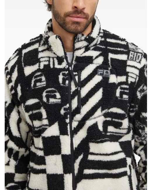 Fila Black Textured Zip-Up Jacket for men