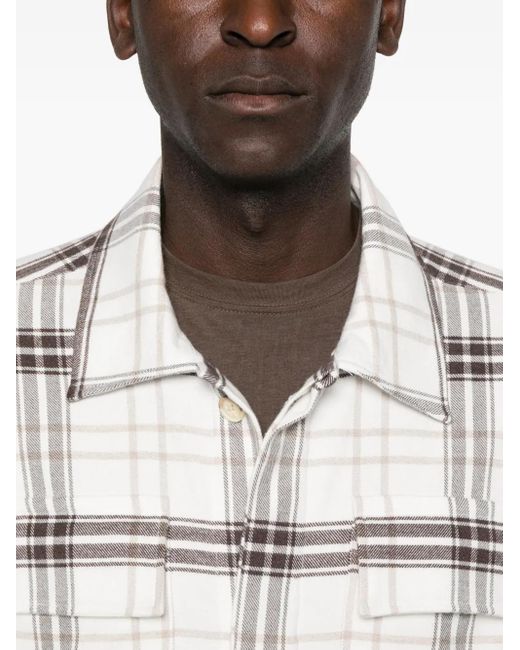 Eleventy White Checked Chest-Pocket Shirt for men