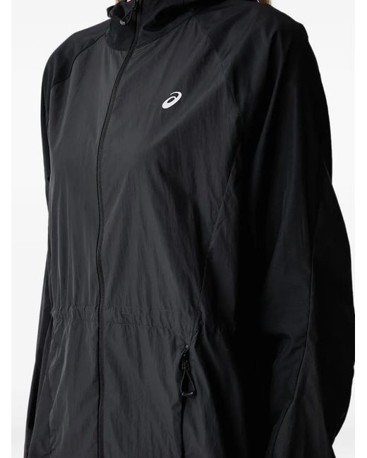 Asics Black Drawstring-Waist Hooded Jacket