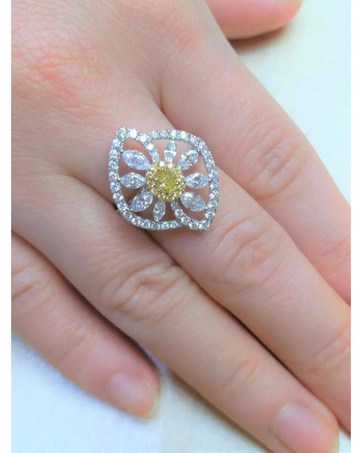 HYT Jewelry ダイヤモンド リング 18kホワイトゴールド&イエローゴールド White