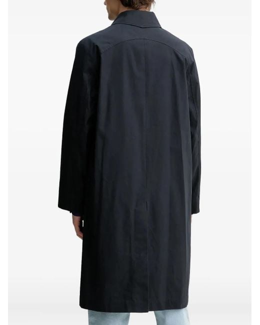 A.P.C. Blue Cappotti Button-Fastening Longline Coat for men