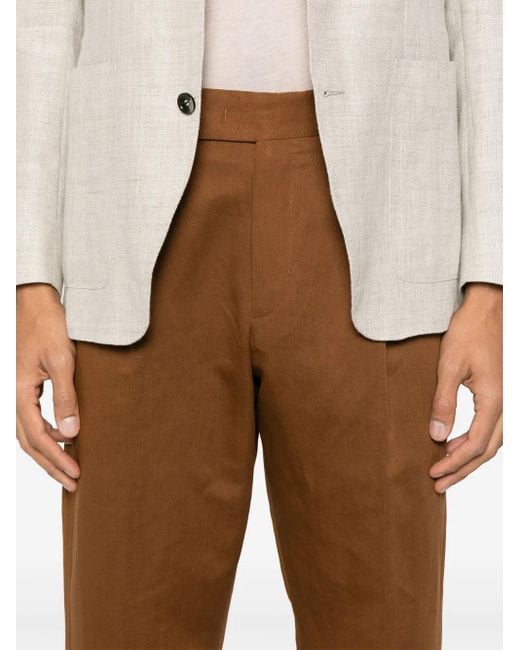 PT Torino Brown Tapered Trousers for men