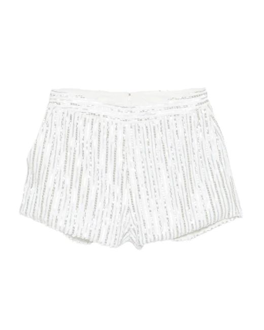 Redemption White Sequin-Embellished Shorts
