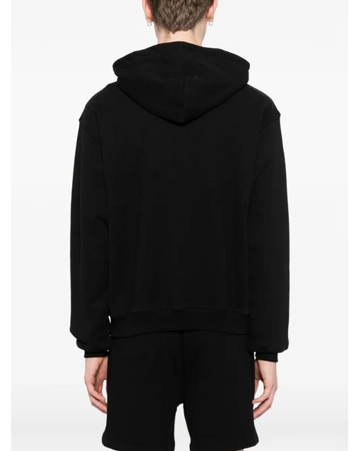 Melt Black Embroidered Zip-Up Hoodie for men