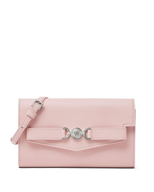 Versace Pink Medusa Plaque Leather Clutch Bag