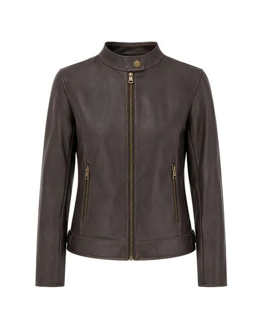 Liu Jo Gray Coated Fabric Biker Jacket
