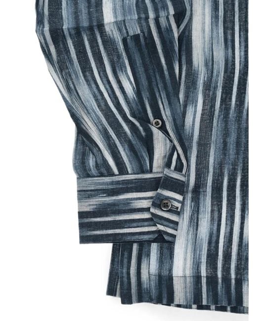 Corneliani Blue Printed Buttoned Shirt for men