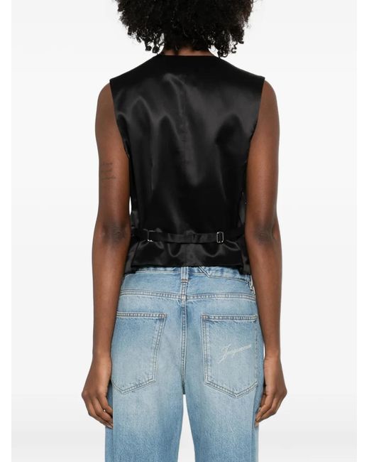 Alexander Wang Black Buttoned V-Neck Top