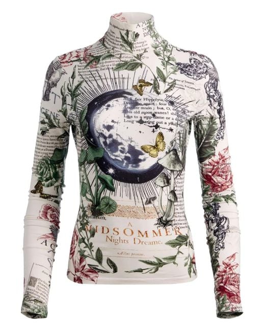 Alice + Olivia グラフィック タートルネックトップ Gray
