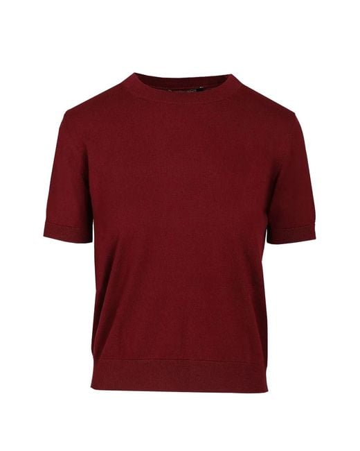 Max Mara Red Ribbed-Trim Short-Sleeve T-Shirt