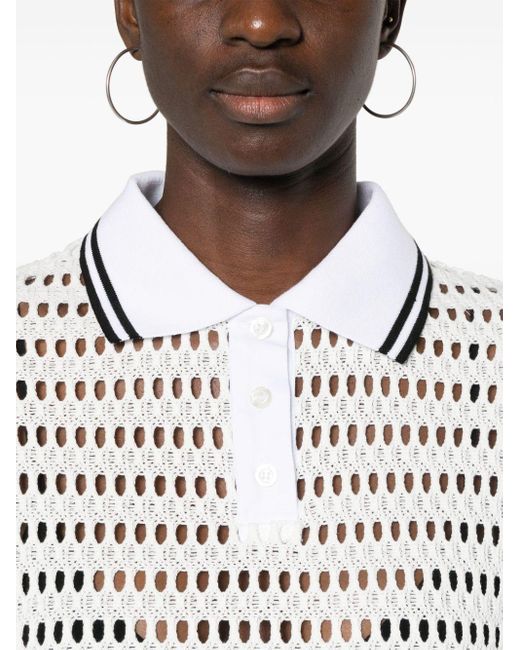 MSGM Open-knit Polo Top in het White