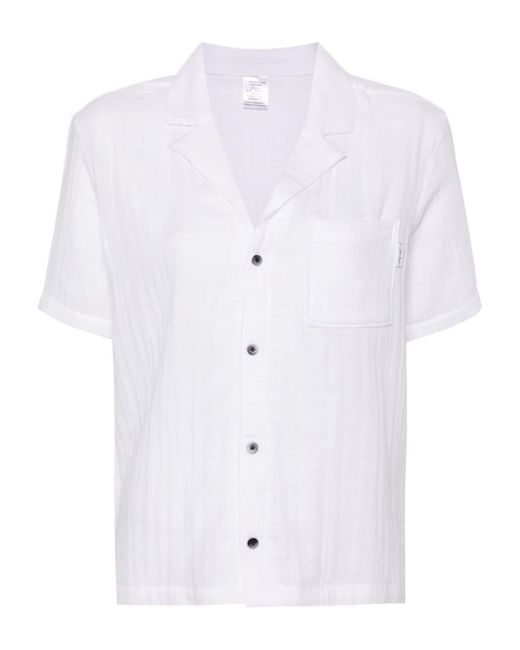 Calvin Klein White Crinkled Cotton Pajama Shirt