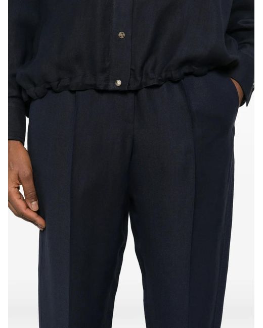 Brunello Cucinelli Blue Linen Blend Trousers