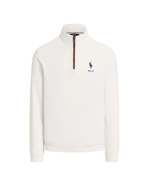 Ralph Lauren White Quarter-Zip Logo-Embroidered Sweatshirt for men