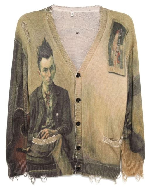 R13 Natural Printed Boyfriend Cardigan for men