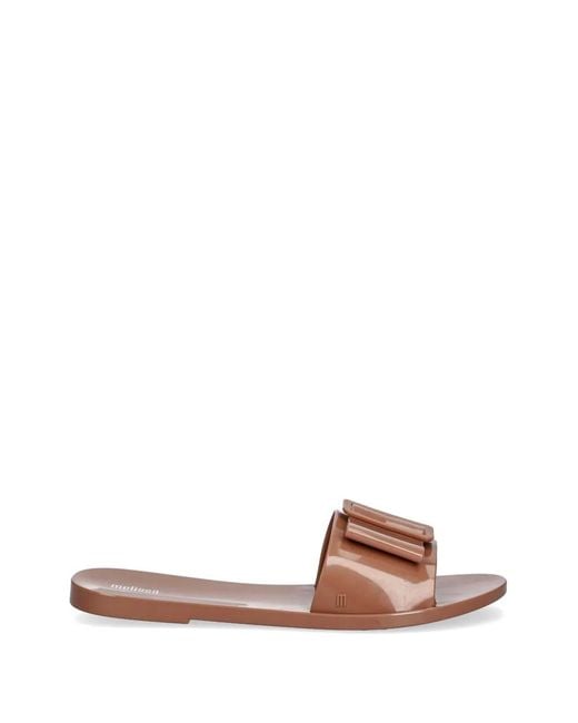Melissa Pink Bow-Detail Buckle Slides