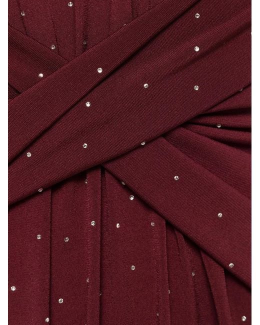 Nissa Red Embellished Twisted Maxi Dress