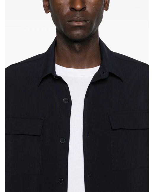 Karl Lagerfeld Black Patch-Pocket Long-Sleeve Shirt for men