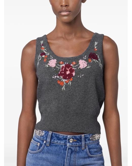 Rabanne Gray Embroidered Tank Top
