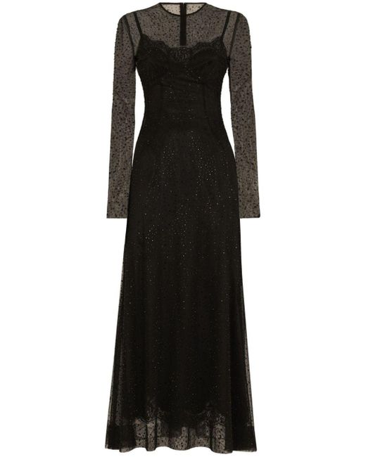 Dolce & Gabbana Black Strass-embellished A-line Maxi Dress