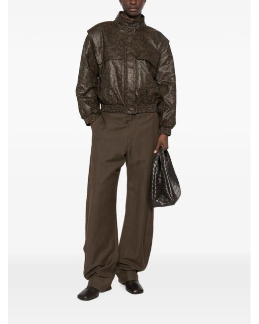 Twinset Brown Snake-Effect High-Neck Jacket