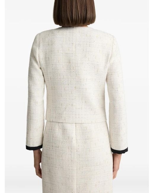 St. John White Tweed Appliqué Jacket