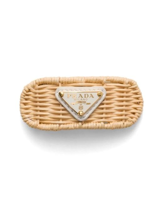 Prada Metallic Triangle-Logo Interwoven Hair Clip