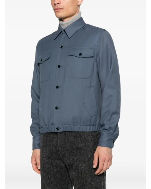 Lardini Blue Button-Fastening Flap-Pocket Jacket for men