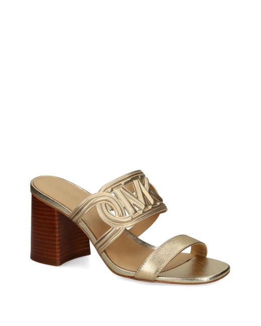 MICHAEL Michael Kors Brown Logo-Patch Leather Sandals
