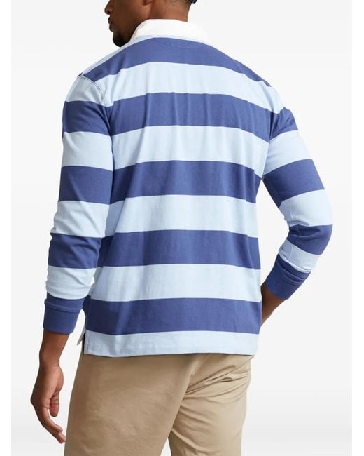 Polo Ralph Lauren Blue Striped Iconic Rugby Shirt for men
