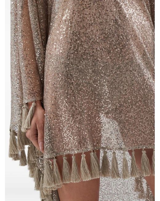 Taller Marmo Natural Trebbia Disco Fringed Kaftan Dress