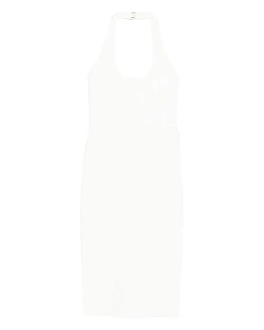 Hervé Léger White Willa Halter-Neck Midi Dress