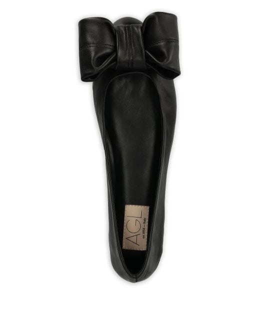Agl Attilio Giusti Leombruni Black Bow-Detail Ballet Flats