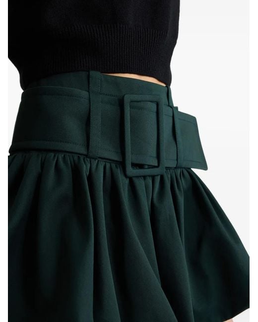 Patou Green Belted Bubble Mini Skirt