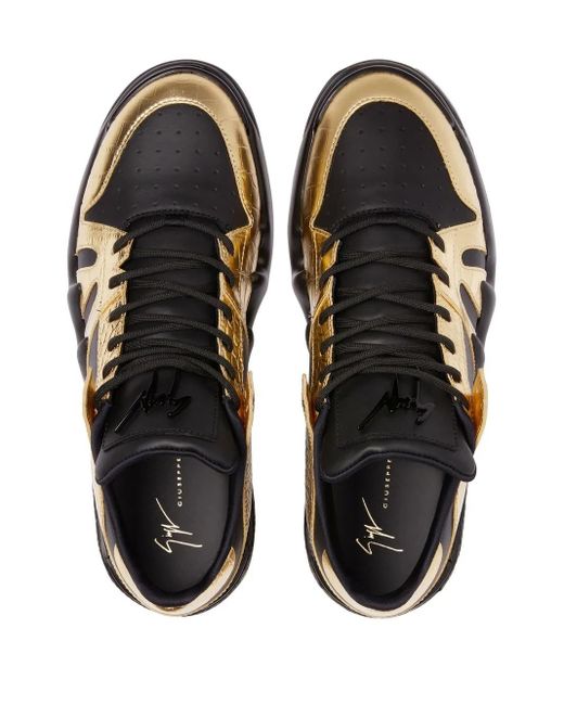 Giuseppe Zanotti Black Panelled Metallic Sneakers for men