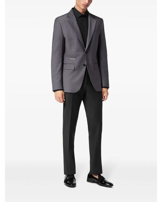 Philipp Plein Blue Wool Blazer for men