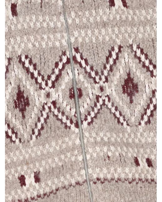 Brunello Cucinelli Gray High-Neck Patterned Cardigan for men