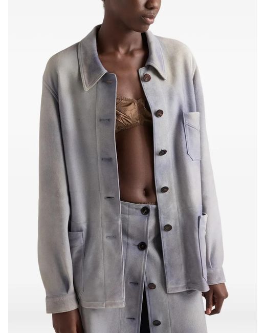 Prada Gray Suede Caban Jacket