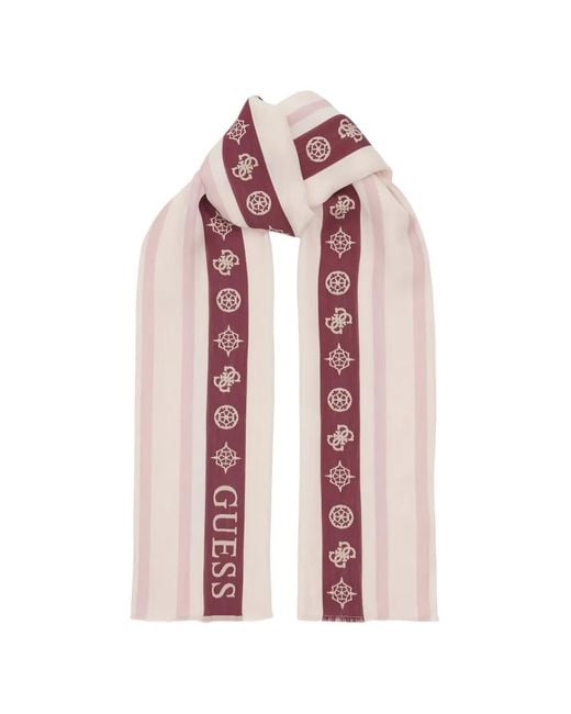 Guess Pink 4G Peony Logo Scarf