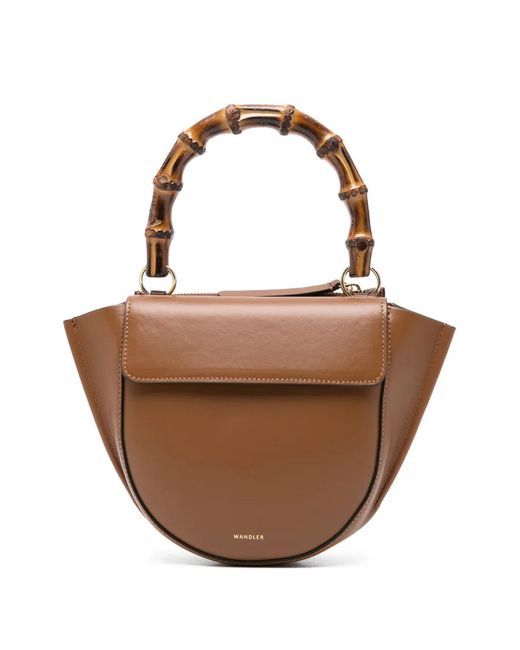 Wandler Brown Mini Sac Cabas Hortensia À Anse En Bambou