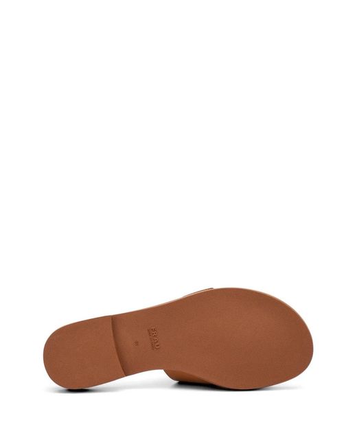 Frau Brown Buckle-Detail Leather Sliders