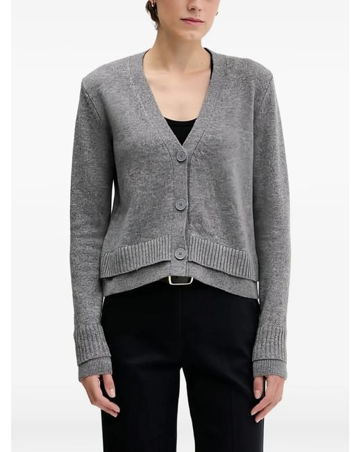 Sisley Gray Button-Down V-Neck Cardigan