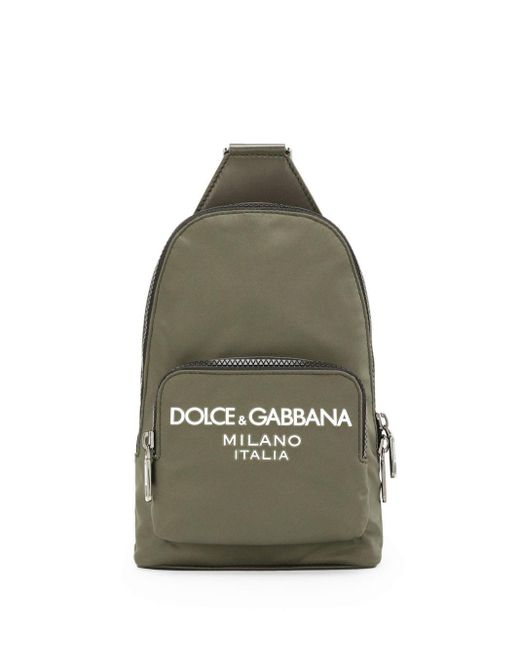 Dolce & Gabbana Green Logo-print Crossbody Backpack for men