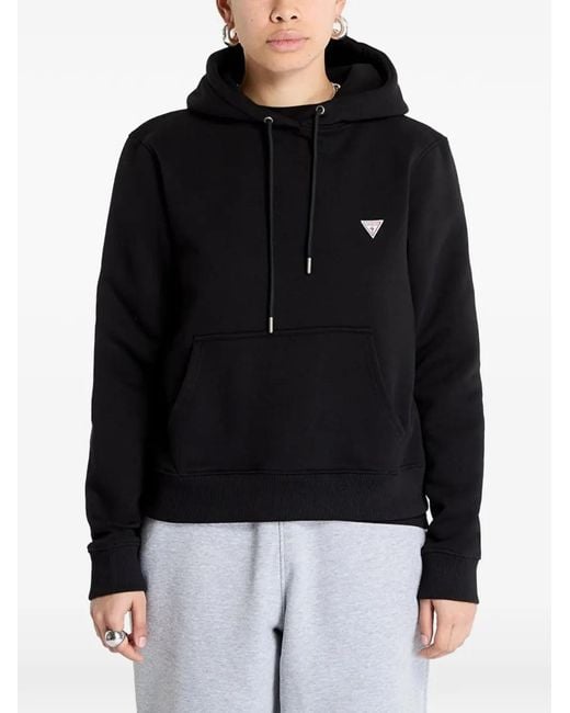 Guess Black Logo-Patch Hoodie