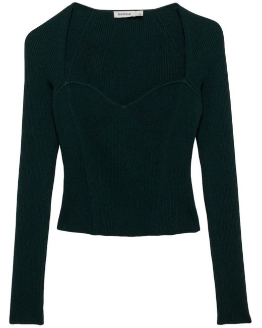 Jonathan Simkhai Green Giuliana Ribbed-Knit Top