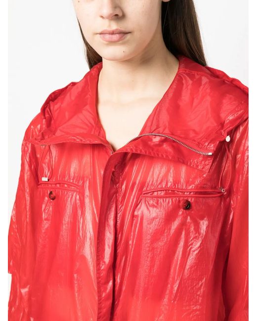 Ferragamo Red Multi-Pocket Hooded Jacket