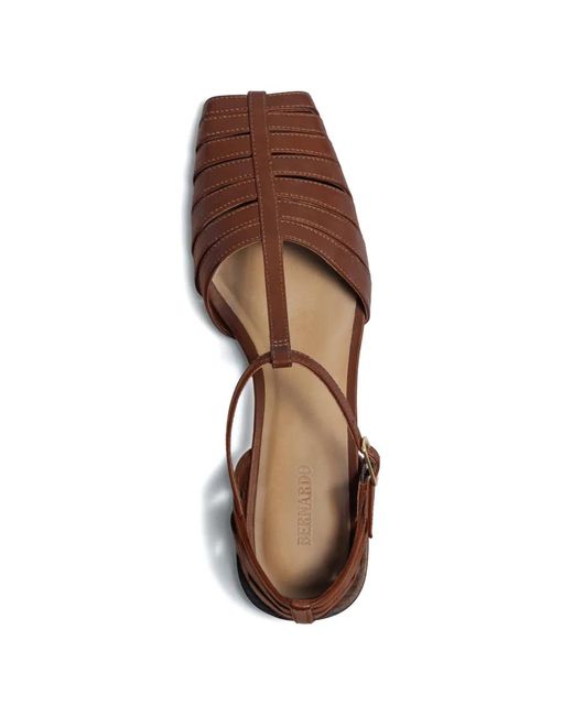 Bernardo Brown Brighton T-Strap Flat Pumps