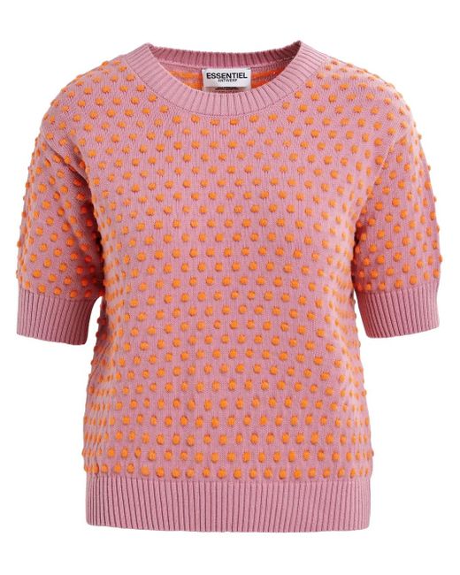 Essentiel Antwerp Pink Polka-dot Knitted Top