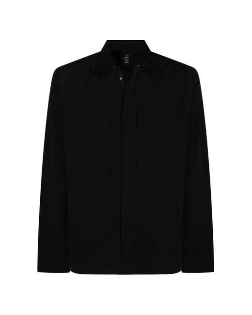 Thom Krom Black Chest-Pocket Long-Sleeved Shirt for men