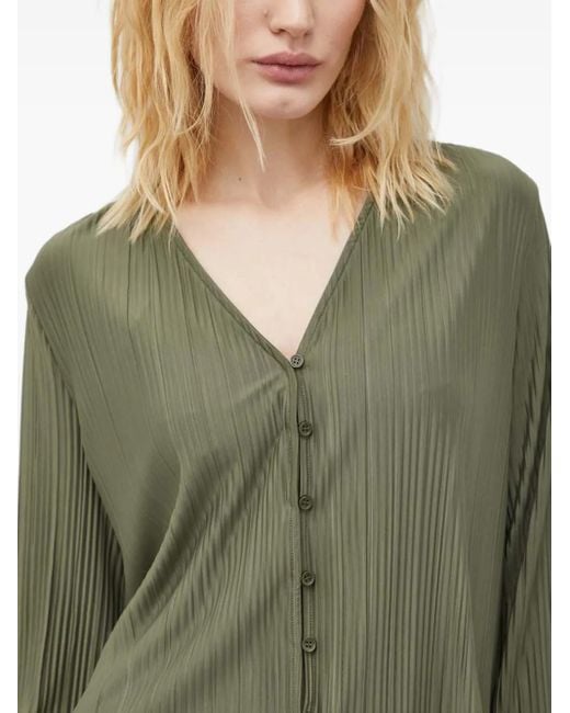 Samsøe & Samsøe Green Buttoned Pleated Top